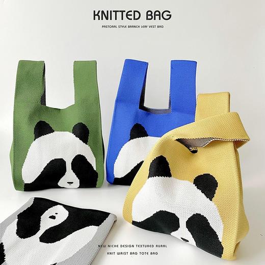 小众设计可爱熊猫大容量针织肩包【可选搭配肩带】 商品图2