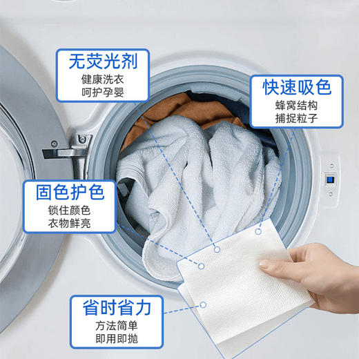 「买一送一！9.9元包邮」家用吸色片防串色洗衣片本色母片居家日用防染色一次性吸色纸50片装 商品图2