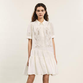 谜底连衣裙短袖女2024年夏款复古宫廷风绣花宽松中长裙242ML0508