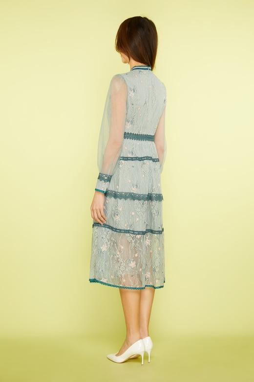 ELLA JADE 绿色刺绣蕾丝收腰连衣裙 11269 商品图2