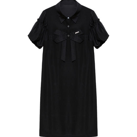 QYM-24LZ20黑色衬衫领连衣裙新款夏季气质女装中长款宽松休闲A字裙 商品图4