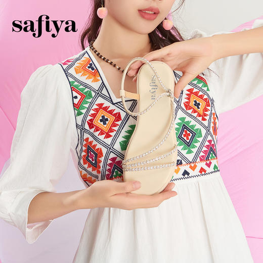 Safiya/索菲娅2024年仙女风水钻露趾百搭单鞋外穿套脚休闲凉鞋 SF42115041 商品图9