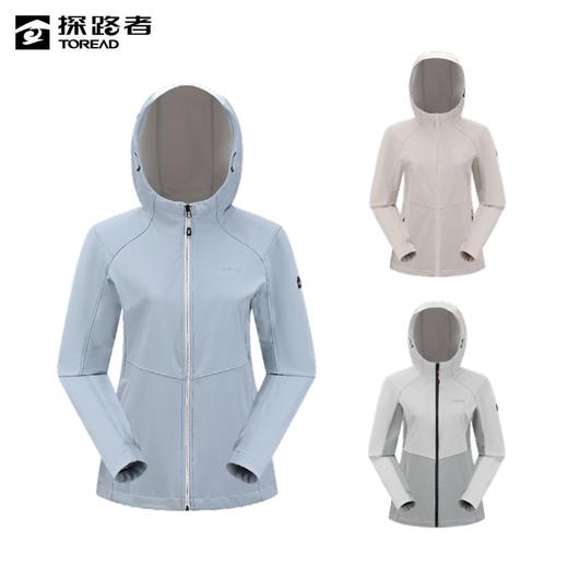 探路者旅行外套2024春夏新款女式连帽软壳外套TAEEAM82008-CJ7X 商品图3