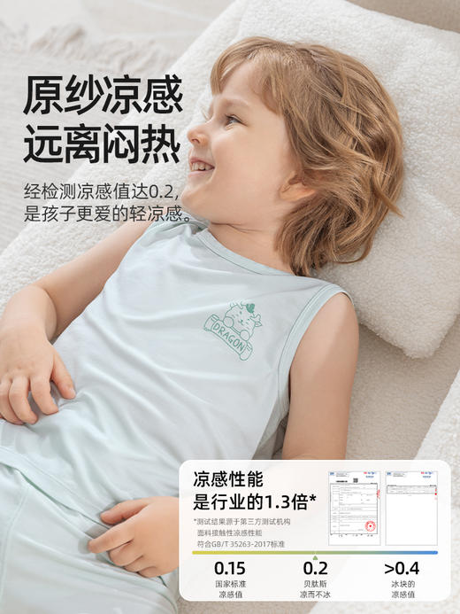 贝肽斯儿童睡衣男孩夏季薄款优可丝家居服套装女宝宝新款短袖睡衣 商品图2