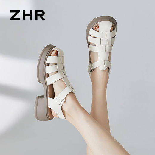 ZHR猪笼鞋2024新款夏季时尚编织罗马凉鞋舒适百搭松糕底凉鞋 商品图1