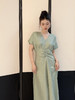 盛唐牡丹 |天青色织金真丝提花褶皱长裙 商品缩略图5