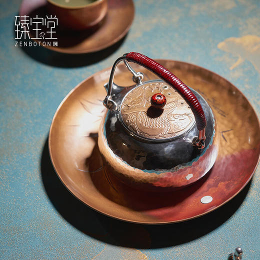 臻宝堂（ZENBOTON）铜壶承托纯手工雕刻兰竹干泡台养壶小盘家用旅行茶台茶具圆形中式 兰竹双清壶承 商品图4