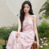 新中式国风缎面重工提花晕染连衣裙女春夏收腰A摆吊带裙V1240931 商品缩略图2