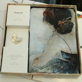 【甄珠贝·油画艺术风系列】芭蕾舞女孩丝巾和胸花礼盒套装，多种组合