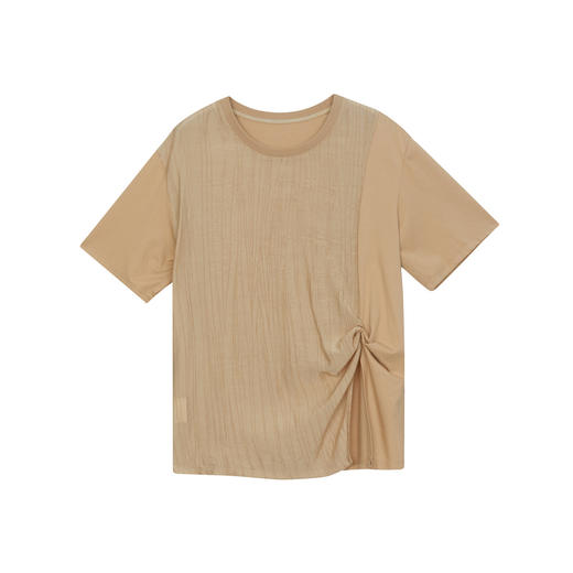 谜底短袖T恤女士2024年夏季新款设计感圆领宽松拼接上衣242MT0703 商品图4