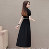 QYM-247253时尚洋气假两件拼结夏季新款黑色短袖裙中长款A字裙 商品缩略图2