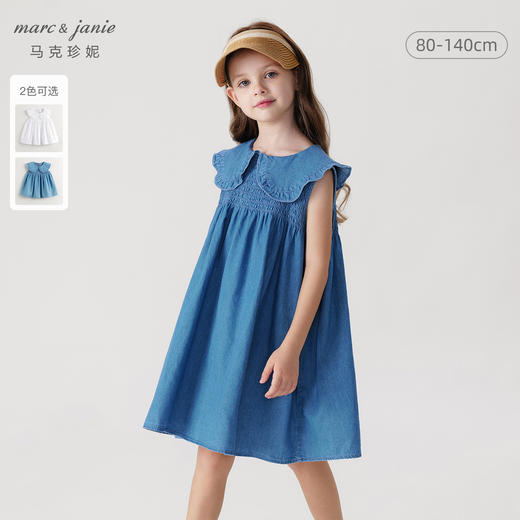 马克珍妮女童娃娃领无袖牛仔连衣裙儿童裙子2024年夏装新款240687 商品图0