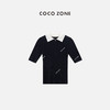 COCO ZONE"蓝奇"100莱赛尔撞色POLO领半拉链休闲针织衫CC1A0602 商品缩略图0
