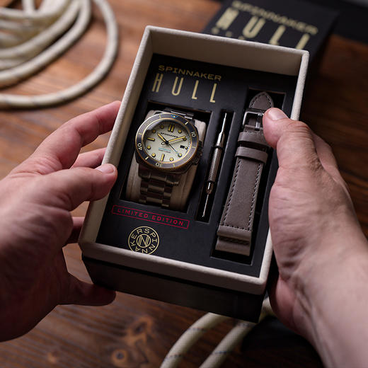 新款SPINNAKER三角帆全盘夜光自动机械潜水手表男士钢带皮带5088 商品图3