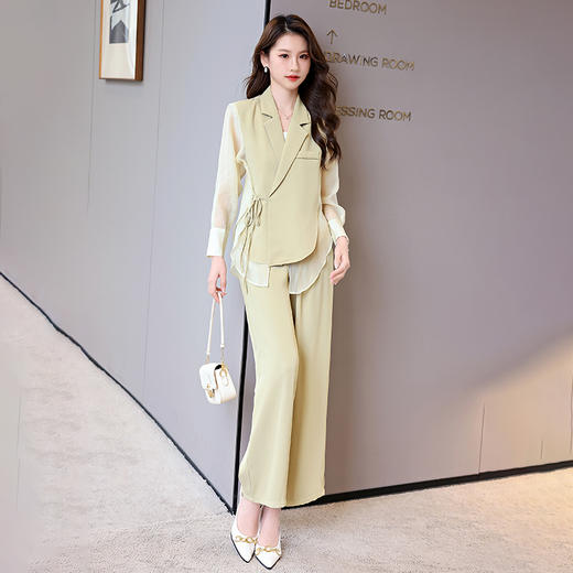 优雅新中式，拼接改良西装外套阔腿裤两件套HR-KJFA862 商品图9