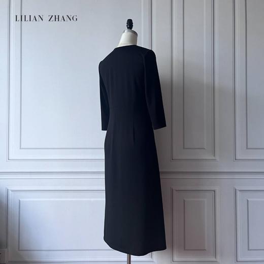 2201098【LILIAN ZHANG】自然意境—优雅绽放、旋褶结针织连衣裙、法式气质长裙 商品图1