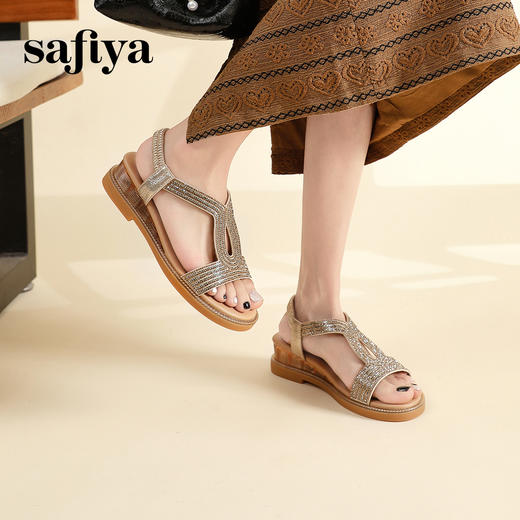 Safiya/索菲娅 2024夏季新品波西米亚闪钻复古露趾度假休闲罗马鞋凉鞋SF32115047/SF42115347 商品图7