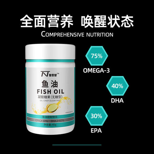 TNT替恩替深海鱼油软胶囊DHA不饱和脂肪酸EPA欧米伽3omega3鱼肝油60粒/瓶 商品图3
