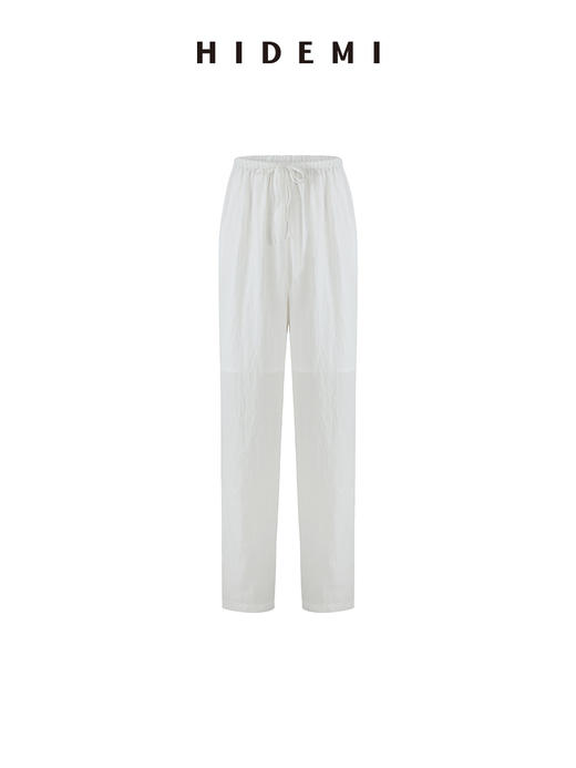 HIDEMI 极简微褶皱柔顺清透设计感假两件短袖长裤套装 商品图14