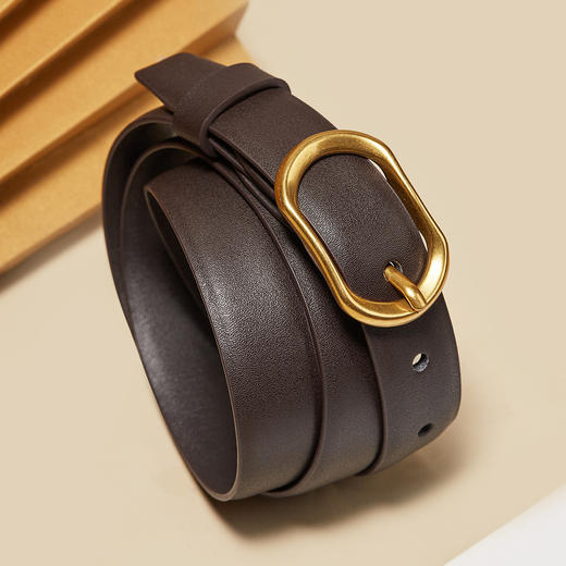 Safiya/索菲娅简约百搭2023新款二层牛皮百搭针扣女腰带牛仔裤腰带皮带皮带SF505011Y 商品图5