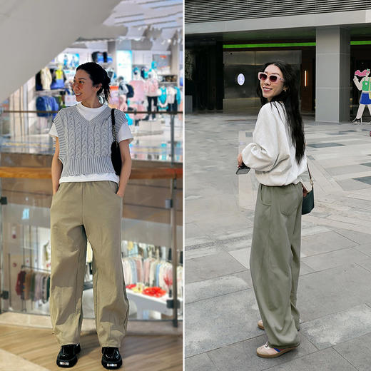 L RECNAVA [品质选择] 有加绒款 [90%棉]香蕉裤-中腰运动休闲长裤显瘦宽松裤 商品图1