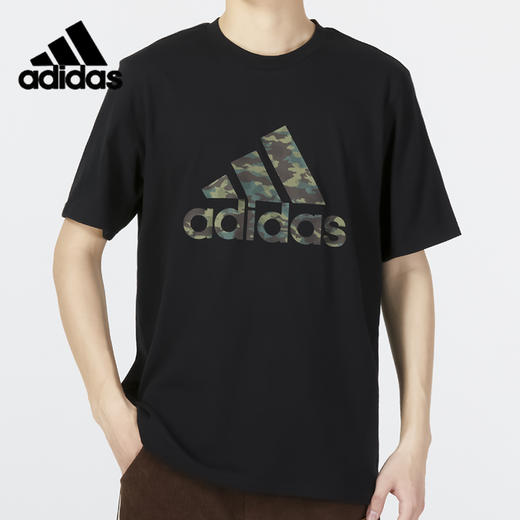 5折【自营】adidas/阿迪达斯  男子新款训练休闲圆领运动服短袖T恤 HS3215 商品图0