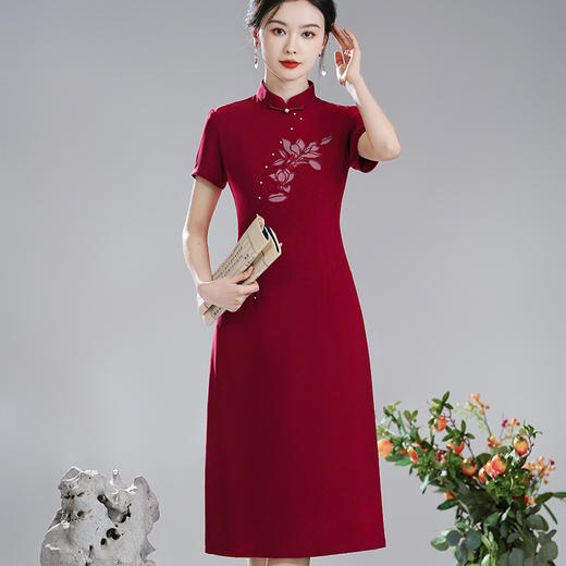 【红桃】改良国风，喜庆婚宴礼服送考旗袍裙XGT-Q24029 商品图1