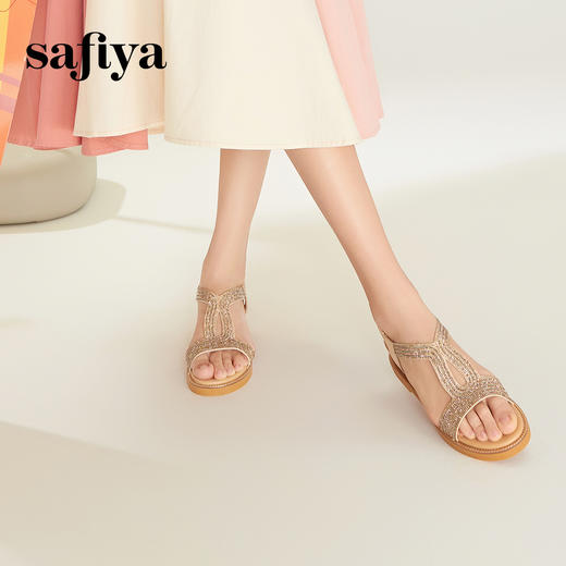 Safiya/索菲娅 2024夏季新品波西米亚闪钻复古露趾度假休闲罗马鞋凉鞋SF32115047/SF42115347 商品图2