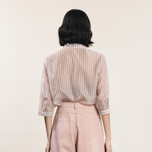 谜底宽松衬衫七分袖女2024年夏新款复古文艺风亲肤衬衣242MC0658 商品图2