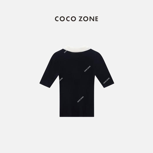 COCO ZONE"蓝奇"100莱赛尔撞色POLO领半拉链休闲针织衫CC1A0602 商品图1
