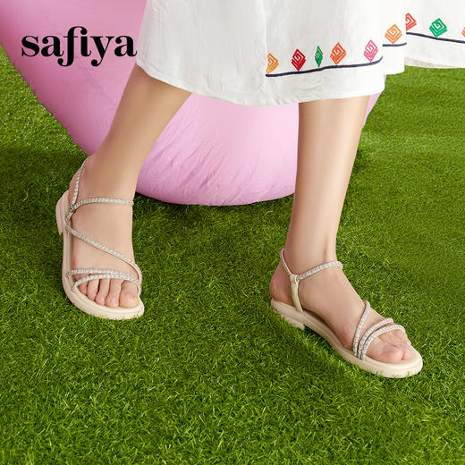 Safiya/索菲娅2024年仙女风水钻露趾百搭单鞋外穿套脚休闲凉鞋 SF42115041 商品图2