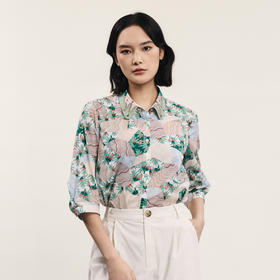 谜底碎花衬衫七分袖女2024夏季新款复古文艺风宽松衬衣242MC0581