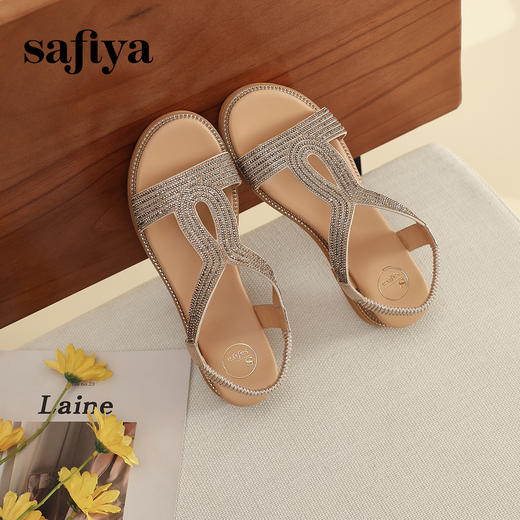 Safiya/索菲娅 2024夏季新品波西米亚闪钻复古露趾度假休闲罗马鞋凉鞋SF32115047/SF42115347 商品图4