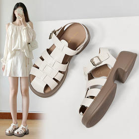 ZHR猪笼鞋2024新款夏季时尚编织罗马凉鞋舒适百搭松糕底凉鞋