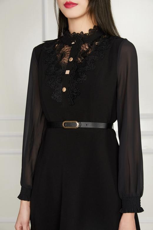 Le Malene 蕾丝领口雪纺袖连衣裙（不含腰带） 11316 商品图3