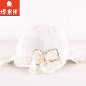 棉果果夏季新品白色宽帽檐女童蕾丝公主帽M224400422395