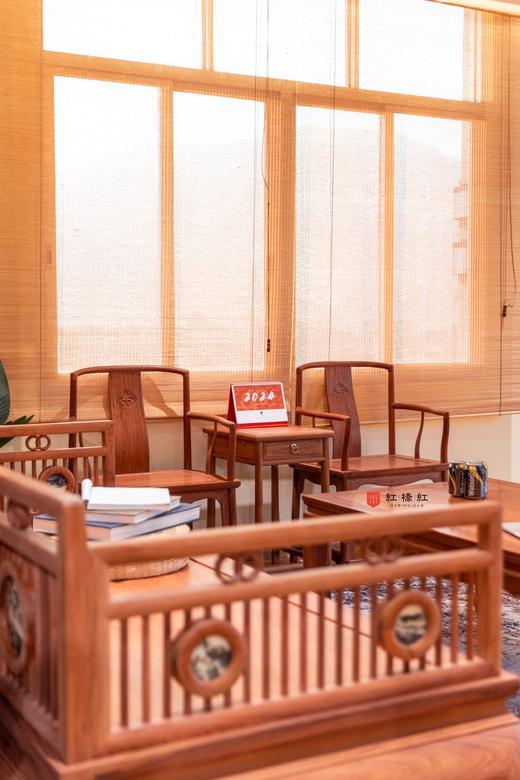 红桥红  家具严选  缅甸花梨（大果紫檀）【嘉木堂 矮靠背 南官帽椅 三件套】 商品图2