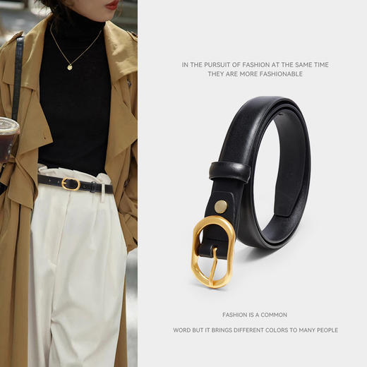 Safiya/索菲娅简约百搭2023新款二层牛皮百搭针扣女腰带牛仔裤腰带皮带皮带SF505011Y 商品图1