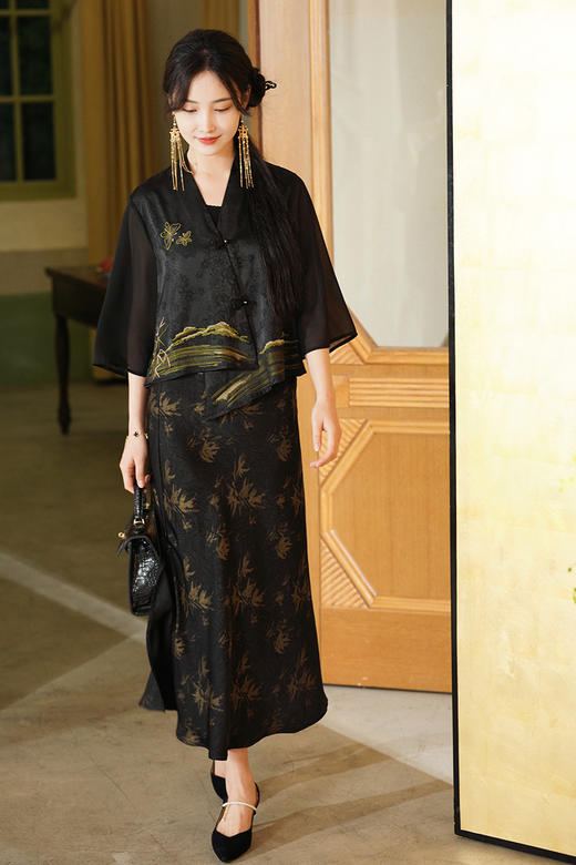 逸红颜明月优选 #『竹影』竹风雅韵新中式半身裙,斜裁鱼尾裙型,百搭舒适,松弛有度 商品图11