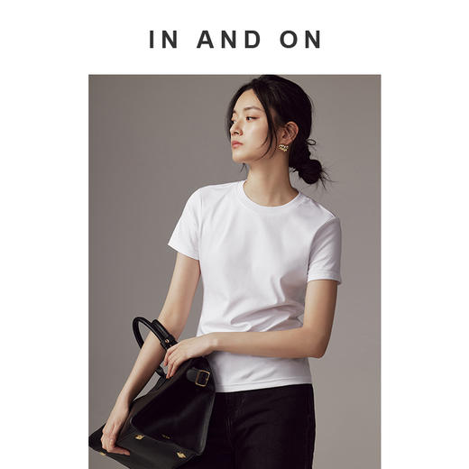 IN AND ON 新款 液氨棉 50支双面棉柔圆领T恤 54143 商品图4
