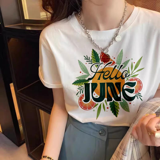 百搭推荐纯棉重磅加厚白色短袖圆领T恤女装半袖2024夏季新款宽松 商品图3