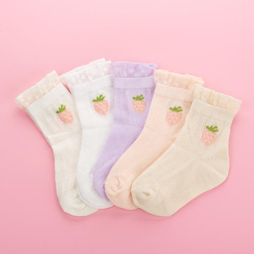 【5双装 随心搭配】女童袜子夏季超薄网眼 仙女宝宝蝴蝶结 棉质透气儿童袜子 商品图6