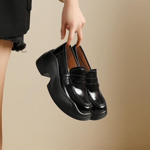 OLD-930厚底小皮鞋秋季新款黑色学院英伦风jk鞋子女系带休闲单鞋 商品图6