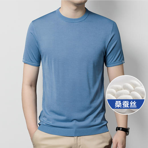 【桑蚕丝】【DWP】大依优型大码高品质短袖T恤加肥加大男士大号弹力透气舒适半袖 商品图0