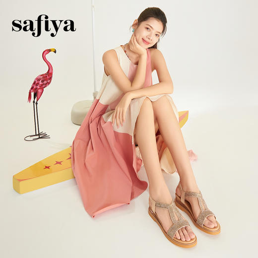 Safiya/索菲娅 2024夏季新品波西米亚闪钻复古露趾度假休闲罗马鞋凉鞋SF32115047/SF42115347 商品图1