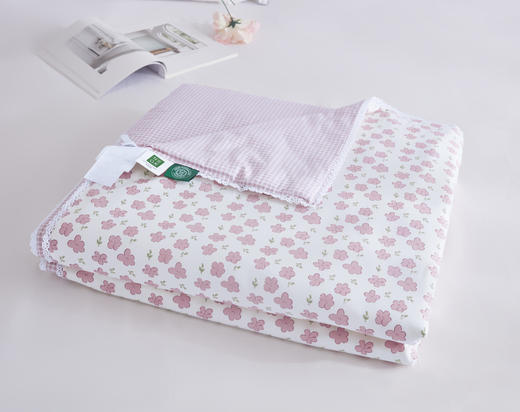 利路米当季热卖新款精梳纯棉全棉田园风印花夏凉被 粉 商品图2