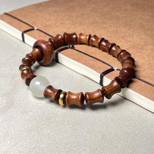 【名族风新款手串】2024新款绿檀花梨木紫檀竹节单圈民族风夜光永夜款跑环手串-24XPXH026 商品图6