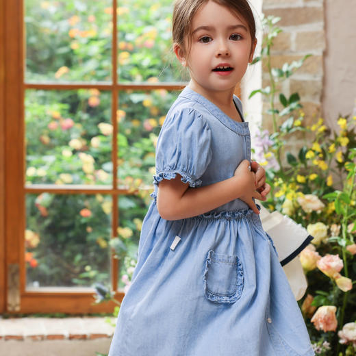 棉果果夏季新品女童牛仔连衣裙M222701224224 商品图1