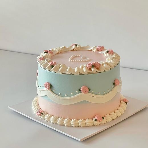 复古粉蓝裱花蛋糕 商品图2