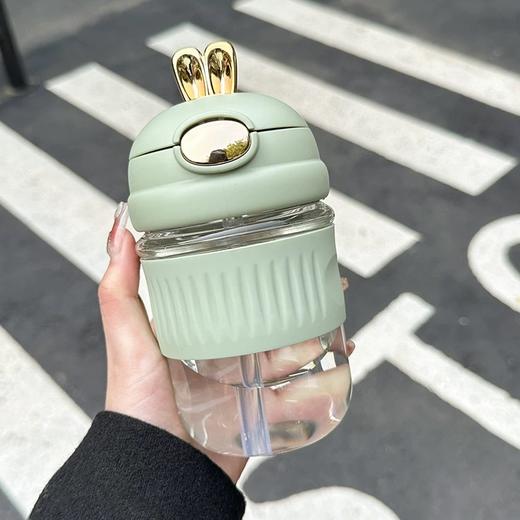 卡通萌兔吸管杯随行杯带盖水壶400ml 商品图4